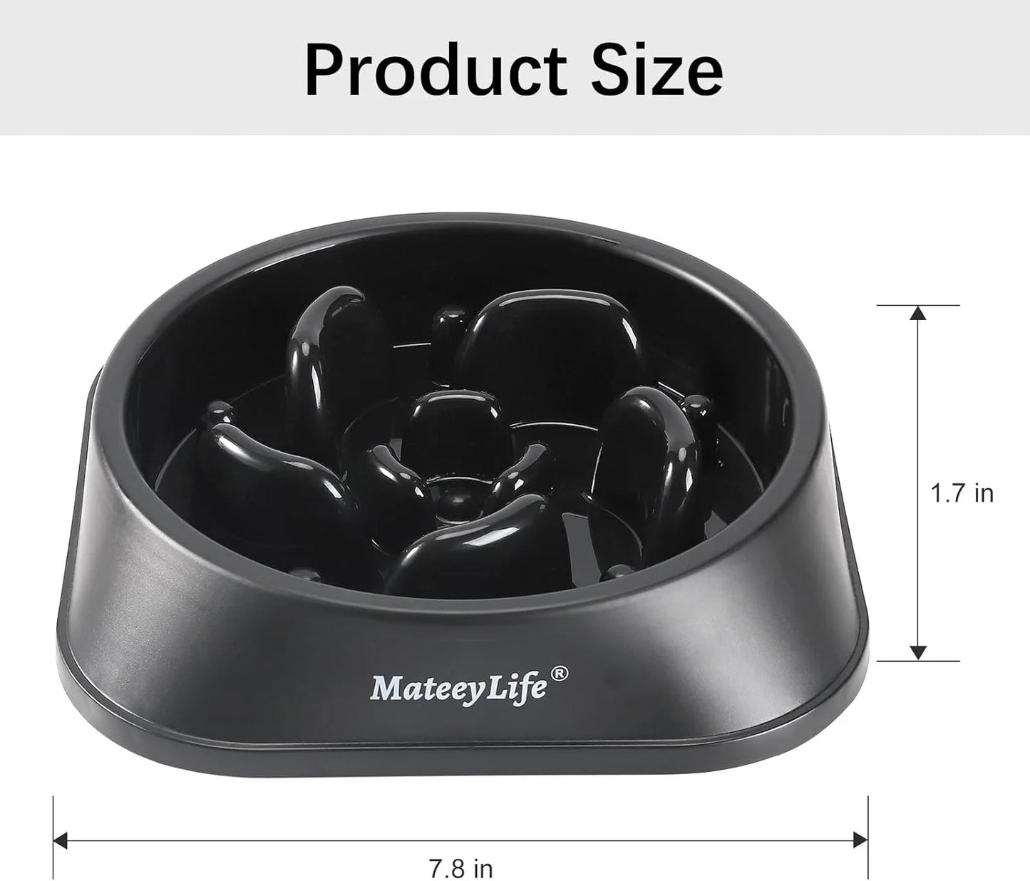 Slow Feeder Dog Bowls, Non Slip Cat Food Bowls, Bloat Stop Maze Pet Dishes, Interactive Feeder for All Breeds 2 Cup Black