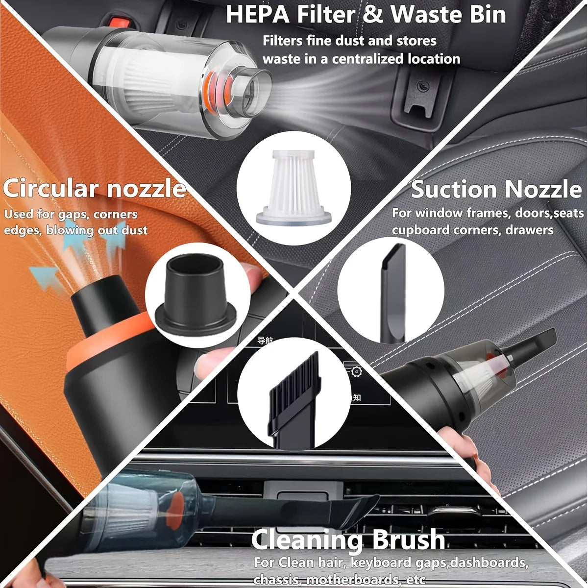 6 in 1 Car Vacuum Cleaner Suction Blow Vaccum Vacum Wireless Home Handheld Charging Portable Mini Small Aspiradora Auto Machine