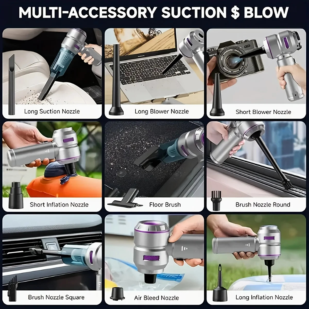 6 in 1 Car Vacuum Cleaner Suction Blow Vaccum Vacum Wireless Home Handheld Charging Portable Mini Small Aspiradora Auto Machine