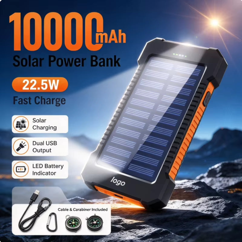 Solar Power Bank – 10000mAh Portable Charger – TryVelnor.co