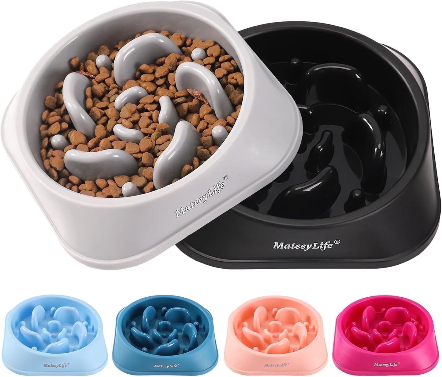 Slow Feeder Dog Bowls, Non Slip Cat Food Bowls, Bloat Stop Maze Pet Dishes, Interactive Feeder for Small Breeds 1 Cup Purple