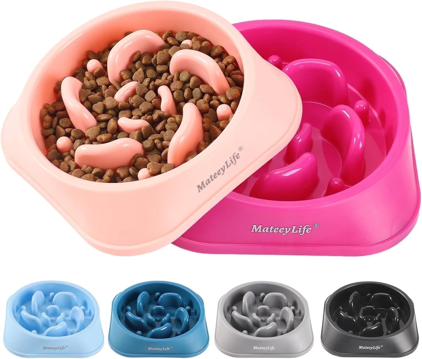 Slow Feeder Dog Bowls, Non Slip Cat Food Bowls, Bloat Stop Maze Pet Dishes, Interactive Feeder for Small Breeds 1 Cup Purple