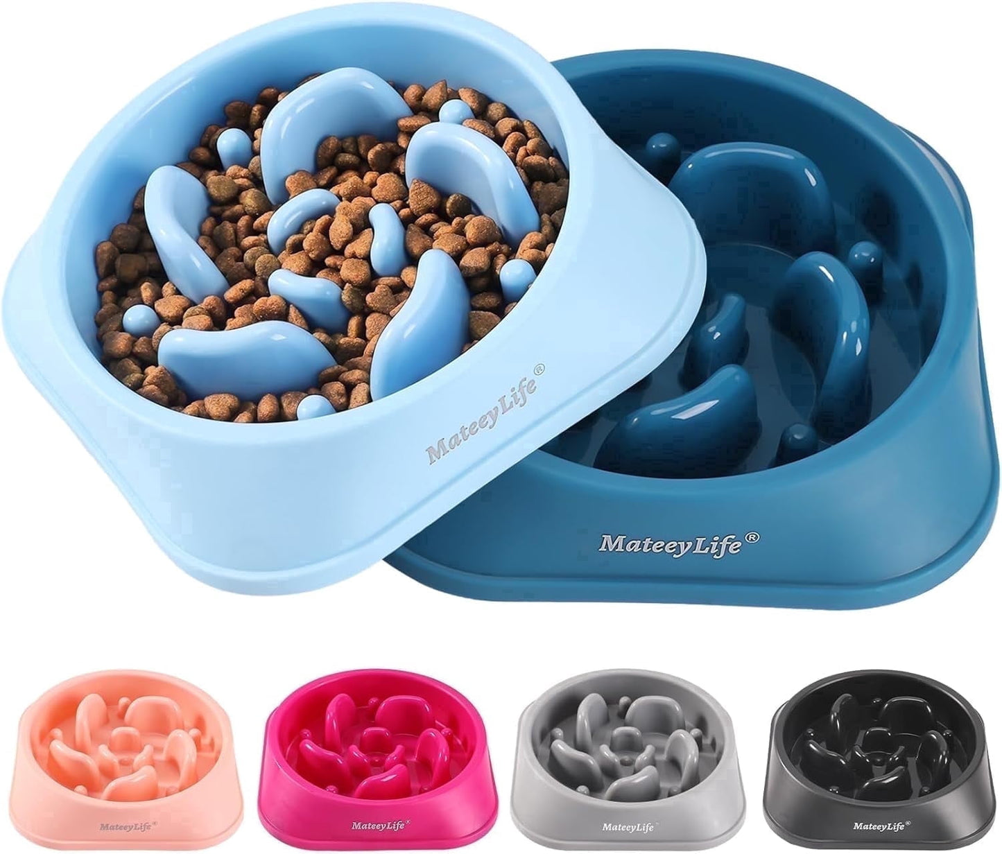Slow Feeder Dog Bowls, Non Slip Cat Food Bowls, Bloat Stop Maze Pet Dishes, Interactive Feeder for Small Breeds 1 Cup Purple