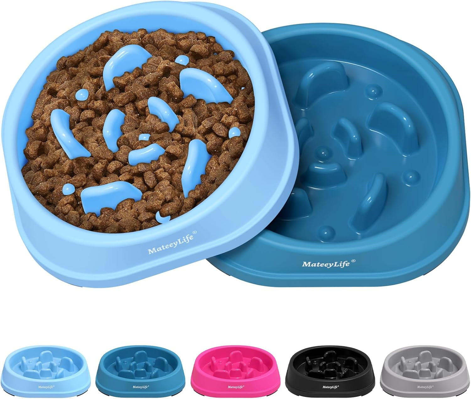 Slow Feeder Dog Bowls, Non Slip Cat Food Bowls, Bloat Stop Maze Pet Dishes, Interactive Feeder for Small Breeds 1 Cup Purple