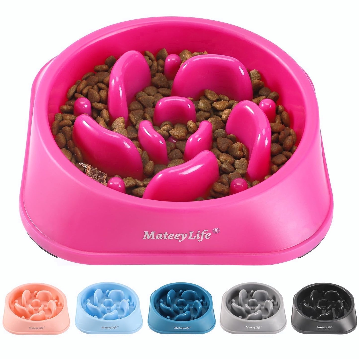 Slow Feeder Dog Bowls, Non Slip Cat Food Bowls, Bloat Stop Maze Pet Dishes, Interactive Feeder for Small Breeds 1 Cup Purple