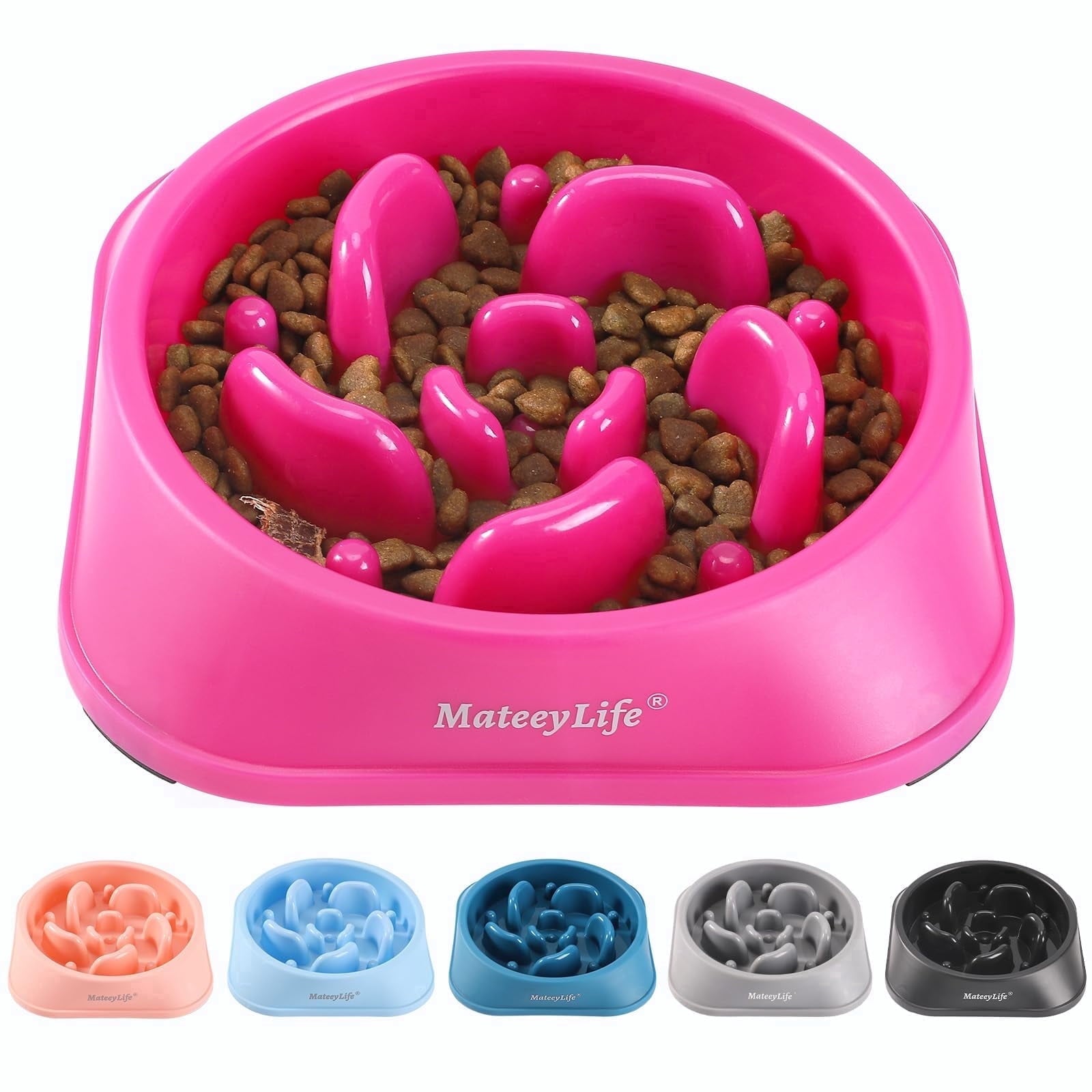 Slow Feeder Dog Bowls, Non Slip Cat Food Bowls, Bloat Stop Maze Pet Dishes, Interactive Feeder for Small Breeds 1 Cup Purple