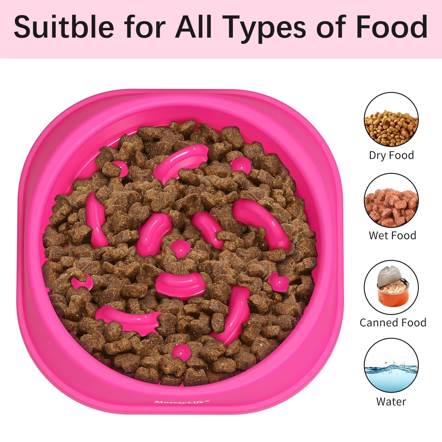 Slow Feeder Dog Bowls, Non Slip Cat Food Bowls, Bloat Stop Maze Pet Dishes, Interactive Feeder for Small Breeds 1 Cup Purple