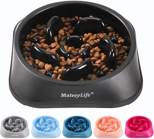 Slow Feeder Dog Bowls, Non Slip Cat Food Bowls, Bloat Stop Maze Pet Dishes, Interactive Feeder for All Breeds 2 Cup Black